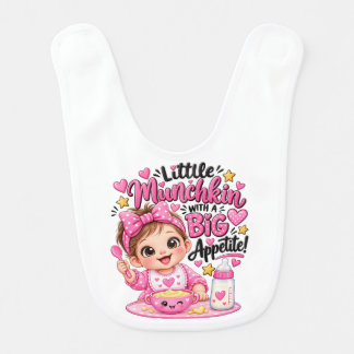 Little Munchkin With a Big Appetite Cute Baby Girl Bib
