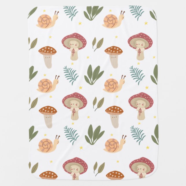 Little mushroom baby shower baby blanket (Front)