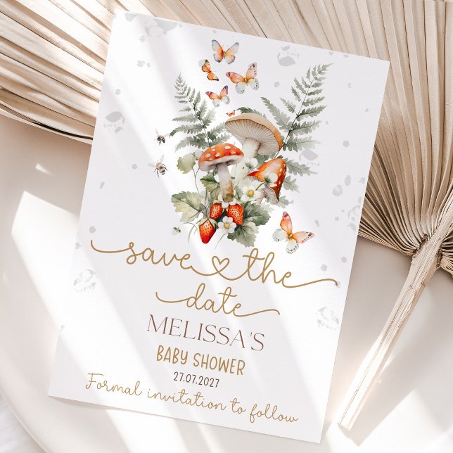 Little Mushroom Baby Shower forest Baby Shower Save The Date (fall baby shower, woodland baby shower, rustic baby shower, little mushroom baby shower, gender neut)