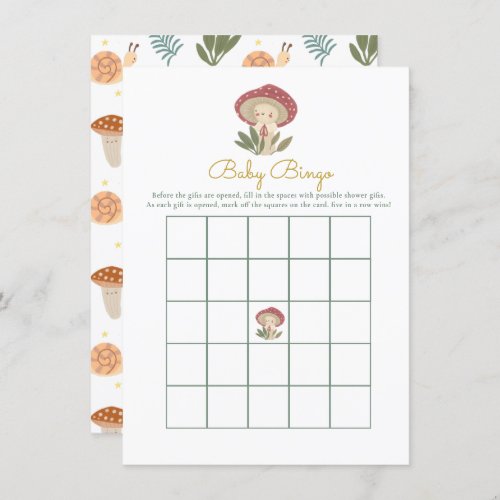 Little mushroom Baby Shower Game Baby Bingo Enclos Enclosure Card