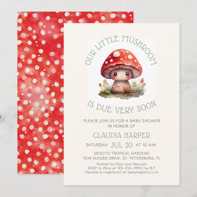 Little Mushroom Baby Shower Invitation (Front/Back)