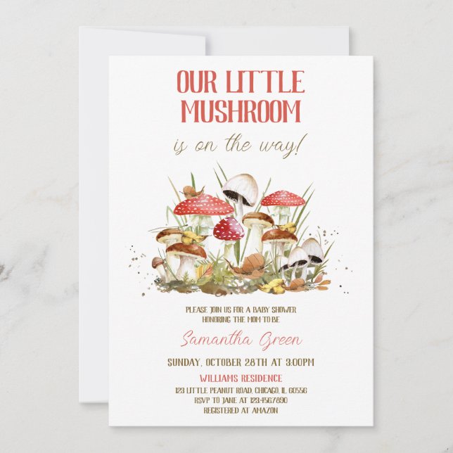 Little Mushroom Baby Shower Invitation (Front)