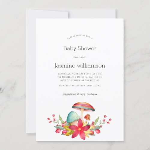 little mushroom baby shower  invitation