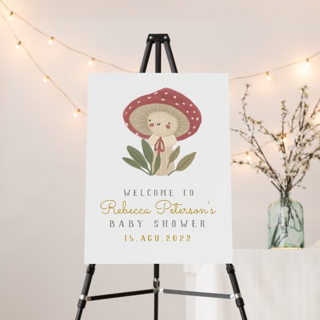 Little mushroom Birthday/Baby Shower Welcome Sign (In Situ (Stand))
