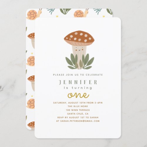 Little mushroom Birthday Invitation