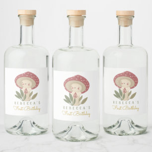 Little mushroom Birthday Liquor Bottle Label