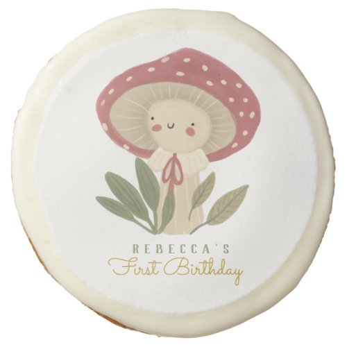 Little mushroom Birthday  Sugar Cookie