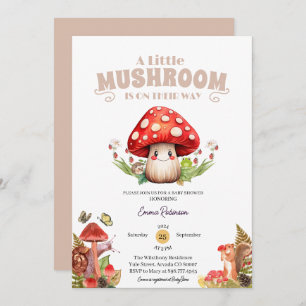 little mushroom butterfly moth baby shower invitation