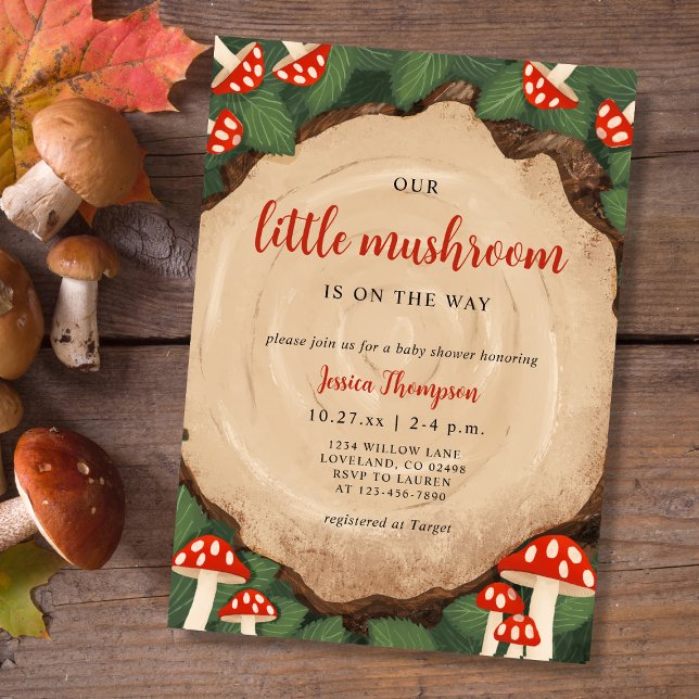 Little Mushroom Cute Woodland Baby Shower Invitation (Creator Uploaded)