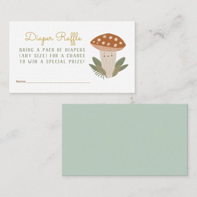Little mushroom Diaper Raffle Enclosure Card (Front/Back)