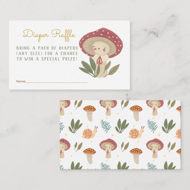 Little mushroom Diaper Raffle Enclosure Card (Front/Back)