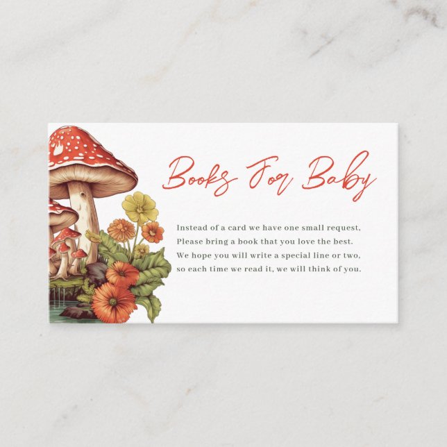 Little Mushroom Fall Baby Shower Books For Baby  Enclosure Card (Front)