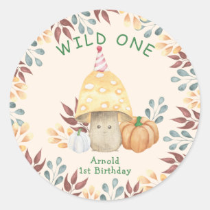 Little Mushroom first Birthday WILD ONE Classic Round Sticker