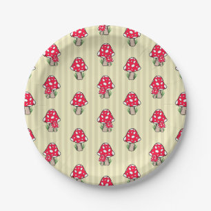 Little Mushroom Illustration Paper Plates