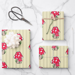 Little Mushroom Illustration Wrapping Paper Sheets