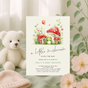 LIttle Mushroom is on Way Frog Baby Shower Invitation