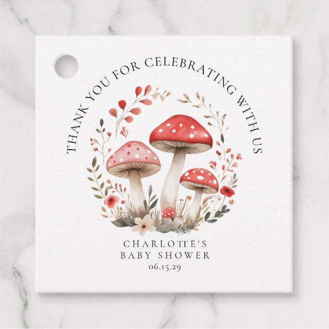Little Mushroom Wildflowers Baby Shower  Favor Tag (Front)