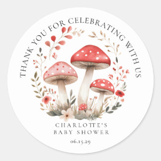Little Mushroom Wildflowers Baby Shower Thank You Classic Round Sticker