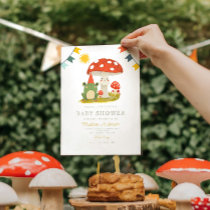 Little Mushroom with Frog Woodland Baby Shower Invitation