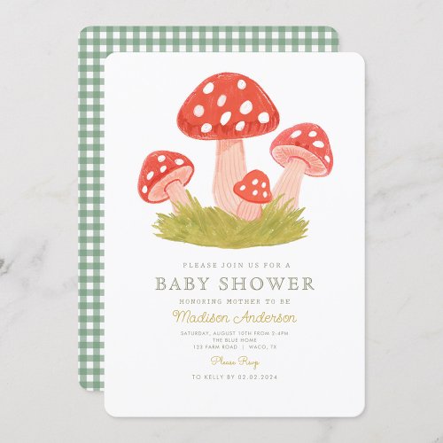 Little Mushroom Woodland Baby Shower Invitation