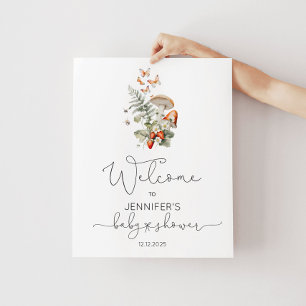 Little mushroom woodland baby shower welcome poster