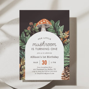 Little Mushroom Woodland Birthday Invitation