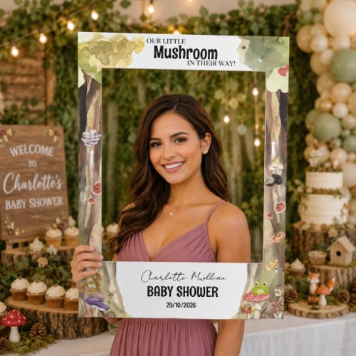 Little Mushroom Woodland Forest Fall Baby Shower Selfie Frame