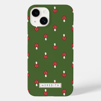 Little Mushrooms (green) Name  Case-mate Iphone 14 Case by Low_Star_Studio at Zazzle
