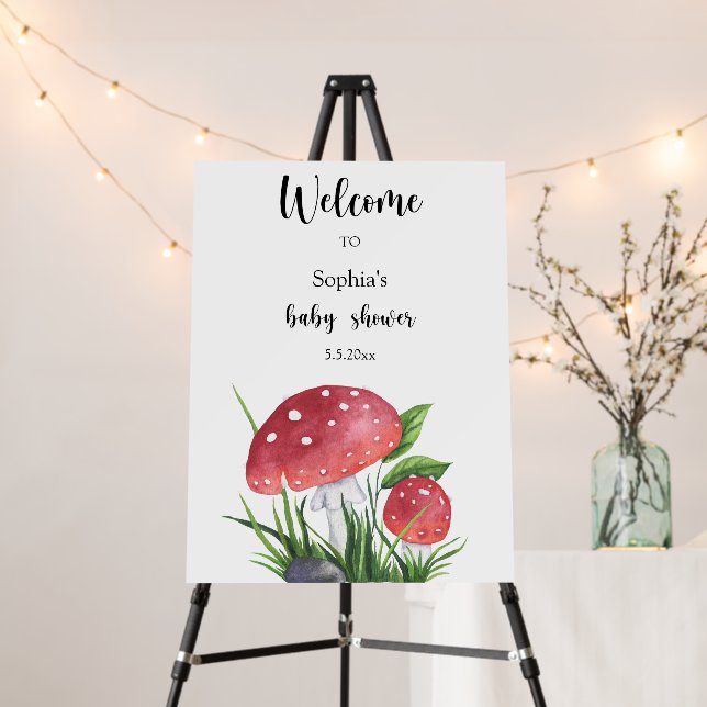 Little mushrooms - Welcome baby shower Foam Board (In Situ (Stand))