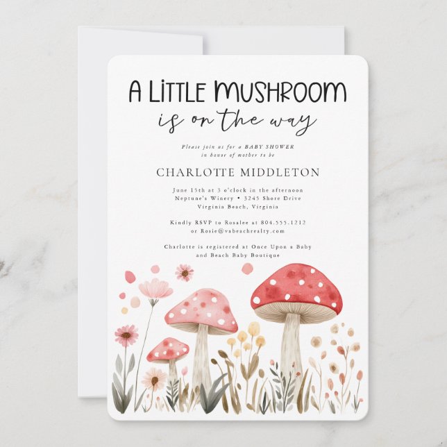 Little Mushrooms Wildflower Baby Shower Invitation (Front)