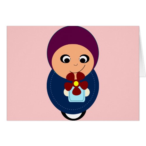 Little muslim girl purple hijab hijabi cartoon