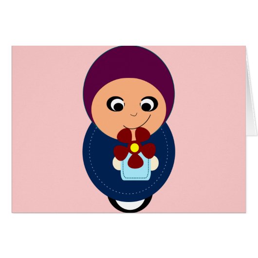 Little muslim girl purple hijab hijabi cartoon (Front Horizontal)