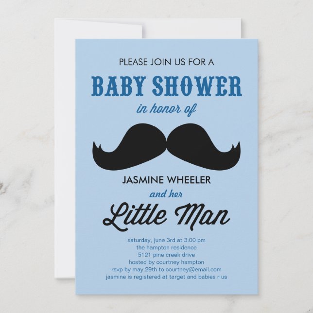 Little Mustache Baby Shower Invitations (Front)