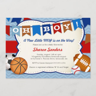 *Little MVP* Sports Themed Baby Shower Invitation
