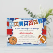 *Little MVP* Sports Themed Baby Shower Invitation (Standing Front)