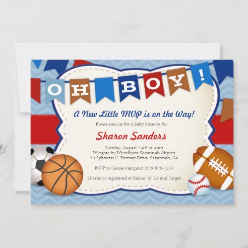 *Little MVP* Sports Themed Baby Shower Invitation