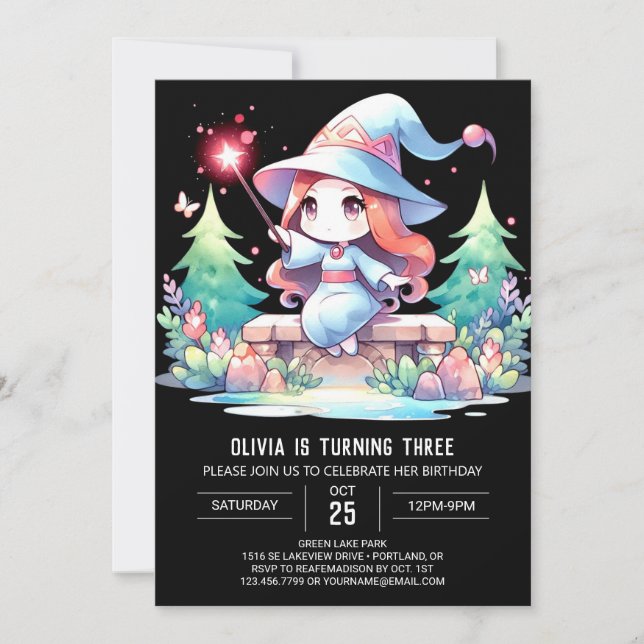 Little Mystical Wizard Birthday Invitation (Front)