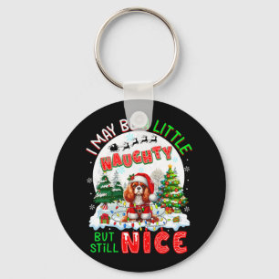 Little Naughty But Nice Xmas Cavalier King Charles Keychain