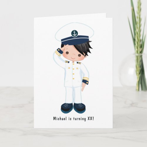 Little Navy Boy Nautical Birthday Party Photo Invitation