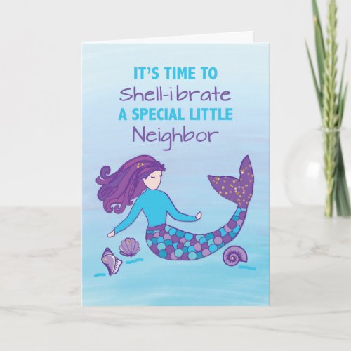 Little Neighbor Birthday Sparkly Look Mermaid Card