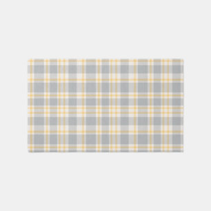 Little Nest Plaid 2 - gray + goldenrod yellow Rug
