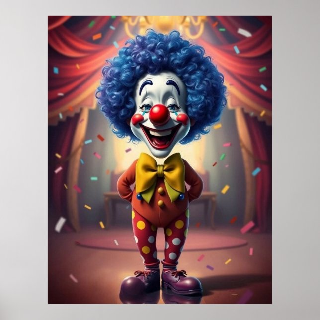 Little Nice Rocky Clocky Clown with Blue Hair Poster (Front)