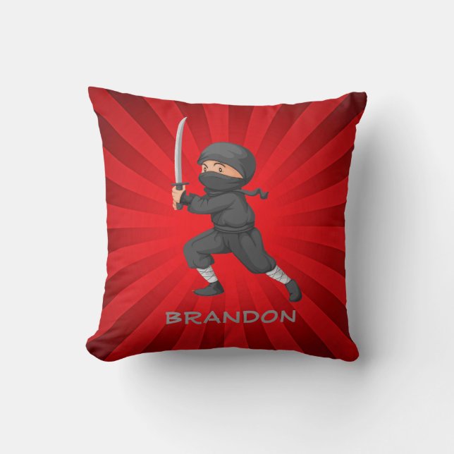 Little Ninja Design Throw Pillow (Front)