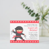 Little Ninja Kids Birthday Party Invitations (Standing Front)