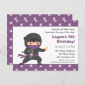Little Ninja Kids Birthday Party Invitations (Front/Back)