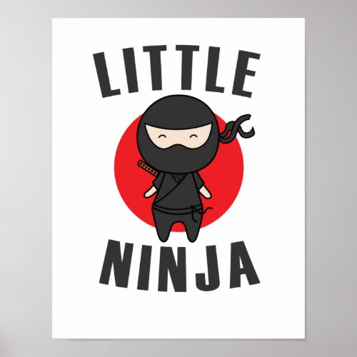 Little Ninja mit Japanflagge Poster