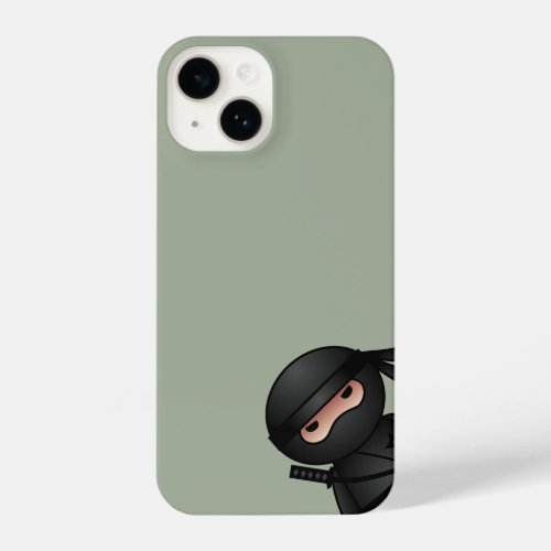 Little Ninja Peeking on Sage Green iPhone 14 Case