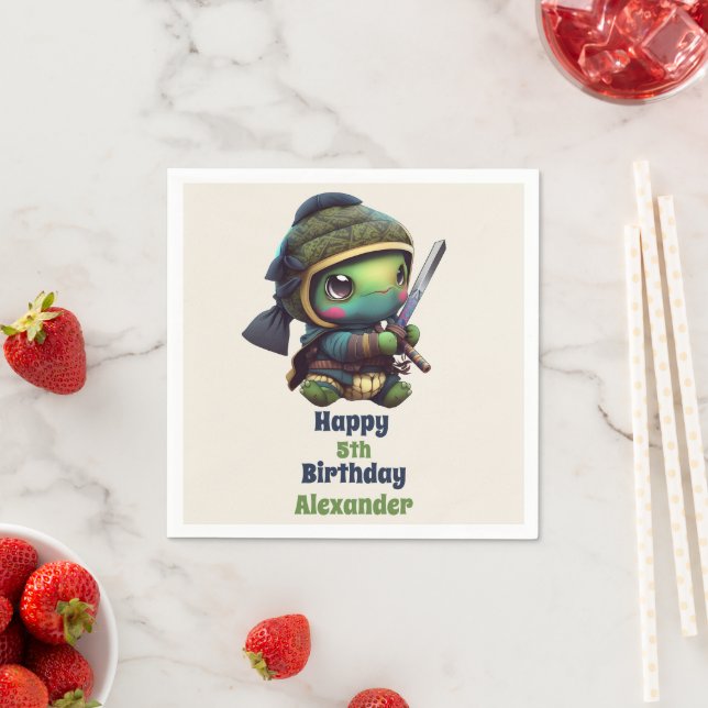 Little Ninja Turtle Kids Birthday Napkins (Insitu)