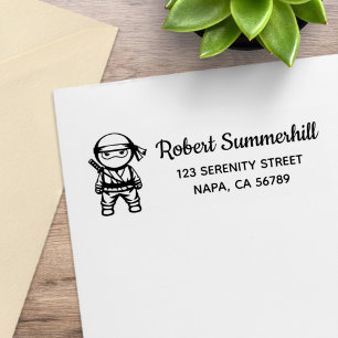 Little Ninja Warrior Address Rubber Stamp