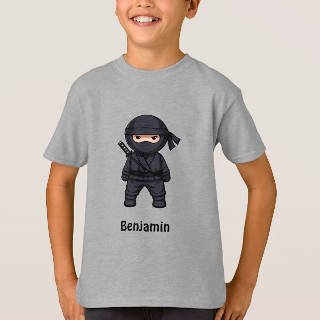 Little Ninja Warrior Custom Name T-Shirt (Front)
